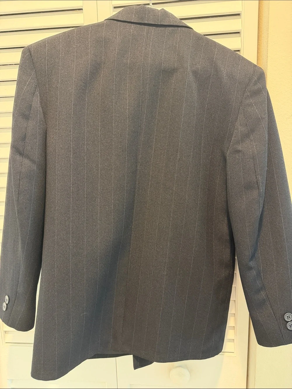 Kids Double-Breasted Pinstripe Blazer - Black/Charcoal Gray Size 12